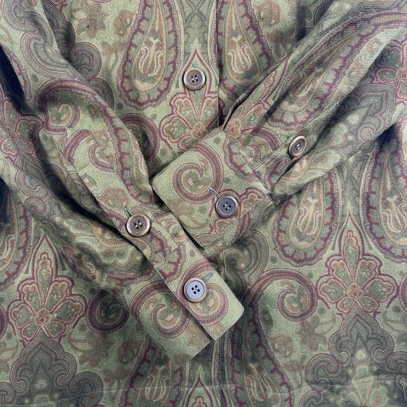 Escada 34 US S Top Blouse Gold Paisley Wool Silk Shirt Margaretha Ley Designer - Picture 6 of 13